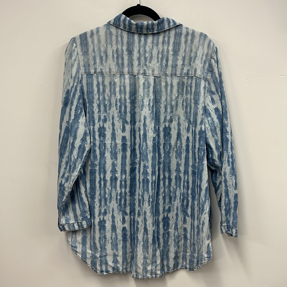 Soft Surroundings tie dye chambray tunic button down shirt PXL - Picture 5 of 5
